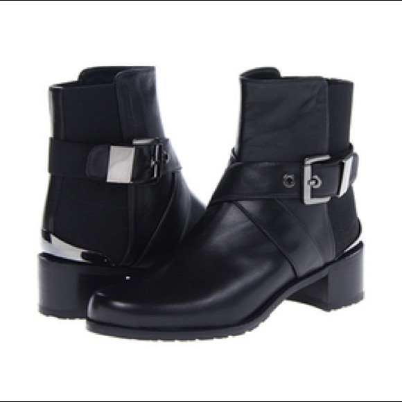 Stuart Weizmann Manlow Buckle Ankle Boots Black